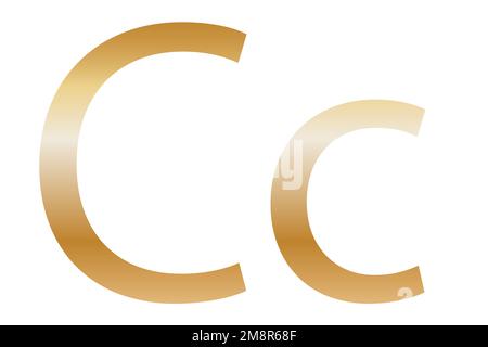 Letter C. Golden color with a gradient. Classic font. Isolated on a white background. Stock Photo