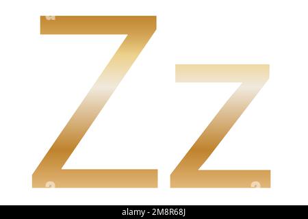 Letter Z. Golden color with a gradient. Classic font. Isolated on a white background. Stock Photo