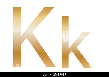 Letter K. Golden color with a gradient. Classic font. Isolated on a white background. Stock Photo