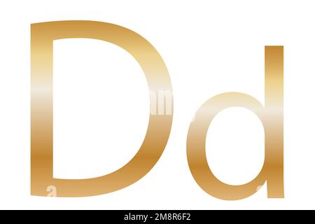 Letter D. Golden color with a gradient. Classic font. Isolated on a white background. Stock Photo