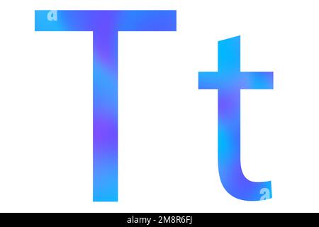 Letter T . Blue color with gradient. Classic font. Isolated on a white background. Stock Photo