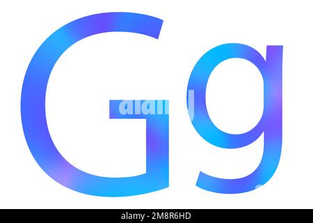 Letter G. Blue color with gradient. Classic font. Isolated on a white background. Stock Photo