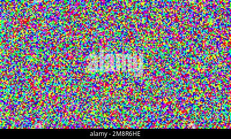 Seamless pixelated tv noise texture. Color television signal noise grain. Screen interferences and glitches. Grunge vector  Stock Vector