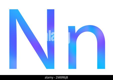 Letter N. Blue color with gradient. Classic font. Isolated on a white background. Stock Photo