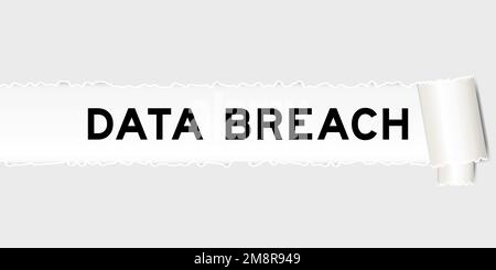 Ripped gray paper background that have word data breach under torn part Stock Vector