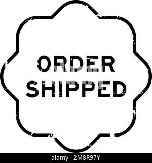 Grunge black order shipped word rubber seal stamp on white background Stock Vector