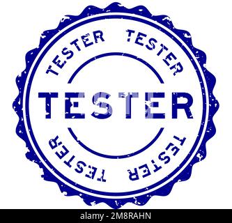 Grunge blue tester word round rubber seal stamp on white background Stock Vector