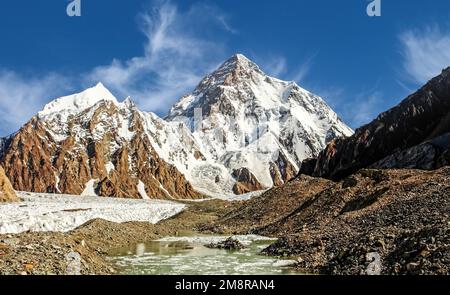 K2 summit, the second highest mountain on the earth at 8.611 meters above sea level Stock Photo