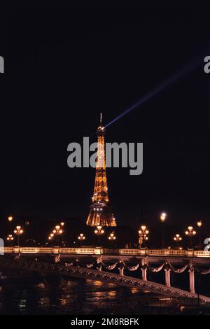 Paris, France - May, 2022: Eiffel Tower, iconic Paris landmark with night view Stock Photo