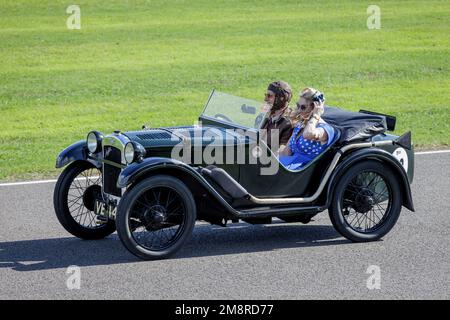1930 Austin 7 EA Sports Ulster 2-seater during the Austin 7 Centenary Celebration Parade at the 2022 Goodwood Revival, Sussex, UK. Stock Photo
