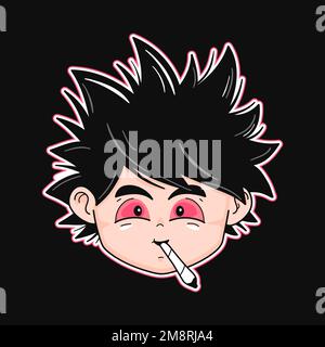 Happy funny guy with joint. Vector hand drawn cartoon kawaii character illustration logo icon. Weed joint,cannabis cartoon kawaii concept Stock Vector