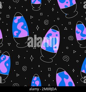 Abstract lava lamp seamless pattern art.Vector cartoon flat line illustration design. Lava lamp,60s hippie style seamless pattern concept Stock Vector