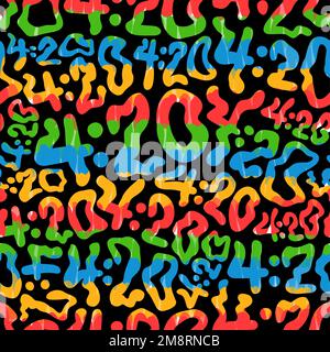 420,tie dye seamless pattern background.Vector tie dye cartoon illustration.60s style,hippie,weed,marijuana,420 seamless pattern art Stock Vector