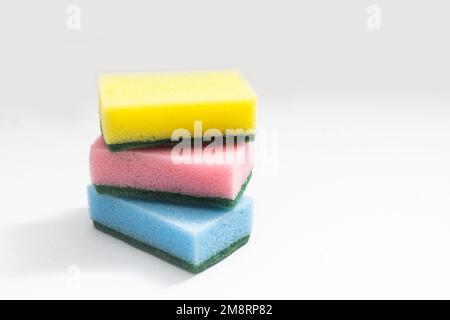 sponges for dishwashing isolated on a white background Stock Photo