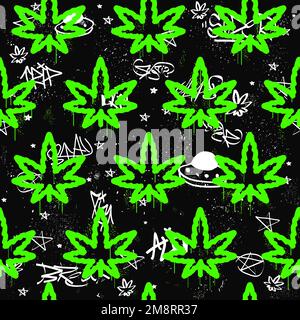 Graffiti seamless pattern wallpaper art.Vector graphic background illustration.Graffiti lettering,urban art seamless pattern wallpaper print concept Stock Vector