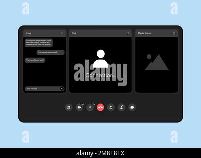 UI UX template for video conferencing and meetings application on tablet Stock Vector