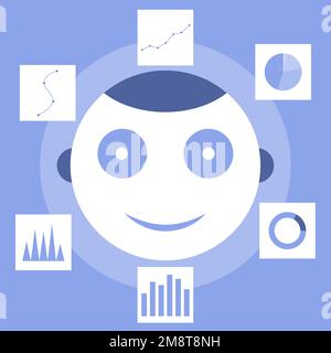 Artificial intelligence in data analysis, Data marketing technology, Business data report Stock Vector