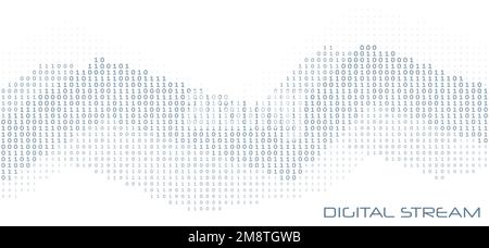 Digital stream. Binary data streaming with ones and zeros. Visualization by vector graphics Stock Vector