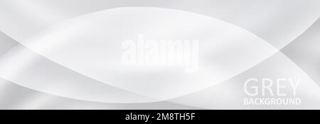 Abstract grey background with rounded translucent shapes. Wide minimal vector graphic pattern Stock Vector