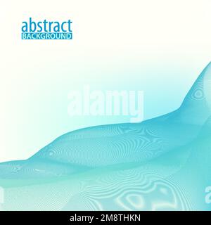 Turquoise blue transparent wave on ivory color background. Abstract vector graphic pattern Stock Vector