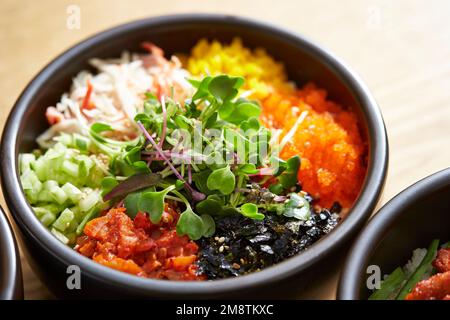 Flying Fish Roe Vegetable Bowl Stock Photo