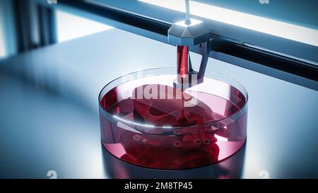 Bioprint 3d - the concept of printing organs for transplants on 3d printers. the future of transplantology, 3d illustration Stock Photo