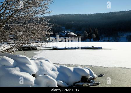 Winter scene at Lake Titisee in the Black Forest Stock Photo