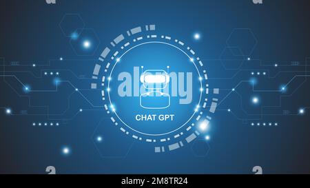 chatGPT Ai artificial intelligence technology hitech concept. chat GPT with smart bot, open Ai, line, lights, technology Abstract, vector. design Stock Vector