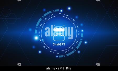 chatGPT Ai artificial intelligence technology hitech concept. chat GPT with smart bot, open Ai, line, lights, technology Abstract, vector. design Stock Vector