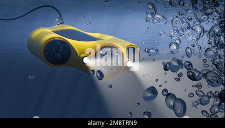 Nord stream broken pipe, investigation with water drone. Energy crisis in Europe. the concept of rising energy prices. 3d render Stock Photo