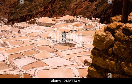 The Maras Salt Ponds located in Urubamba, Peru. Stock Photo