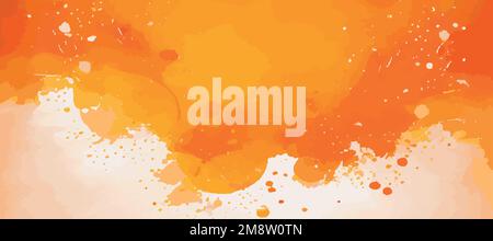 Realistic yellow-orange watercolor panoramic texture on a white background - Vector illustration Stock Vector