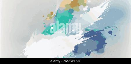 Realistic multicolored watercolor panoramic texture on a white background - Vector illustration Stock Vector