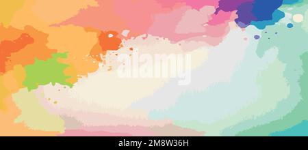 Realistic multicolored watercolor panoramic texture on a white background - Vector illustration Stock Vector
