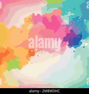 Realistic multicolored watercolor texture on a white background - Vector illustration Stock Vector