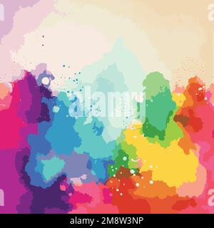 Realistic multicolored watercolor texture on a white background - Vector illustration Stock Vector