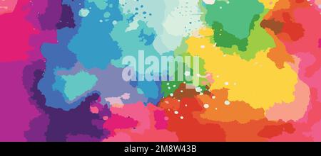 Realistic multicolored watercolor panoramic texture on a white background - Vector illustration Stock Vector