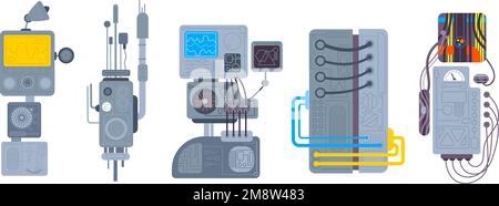 Steampunk machines. Retro engineering vintage machinery scifi gauge, fantastic technology engine dream machine mechanical complex industrial structure, vector illustration of machine steampunk Stock Vector