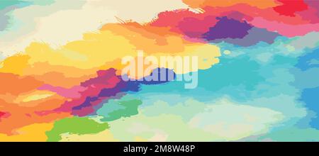 Realistic multicolored watercolor panoramic texture on a white background - Vector illustration Stock Vector