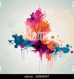 Realistic multicolored watercolor texture on a white background - Vector illustration Stock Vector
