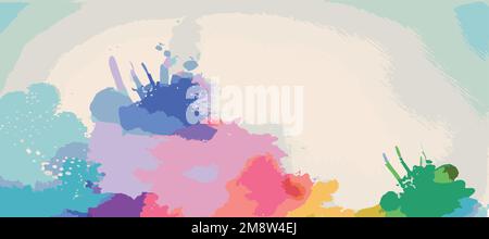Realistic multicolored watercolor panoramic texture on a white background - Vector illustration Stock Vector