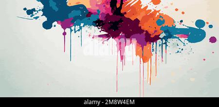 Realistic multicolored watercolor panoramic texture on a white background - Vector illustration Stock Vector
