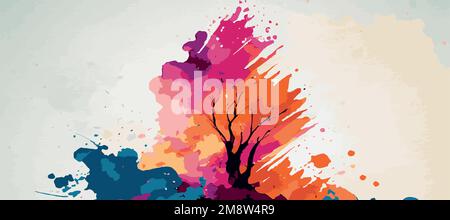 Realistic multicolored watercolor panoramic texture on a white background - Vector illustration Stock Vector