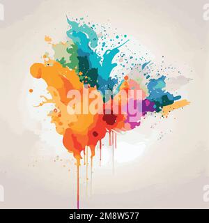 Realistic multicolored watercolor texture on a white background - Vector illustration Stock Vector