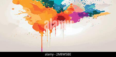 Realistic multicolored watercolor panoramic texture on a white background - Vector illustration Stock Vector
