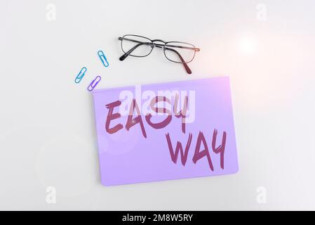 Conceptual caption Easy Way. Business showcase making hard decision between two less and more effort method Stock Photo
