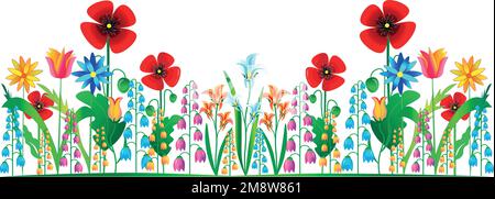 variety of beautiful flowers. The scent of spring, the beauty of nature. Stock Vector