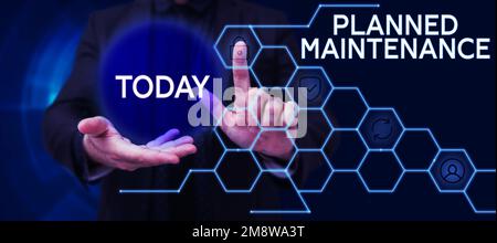 Text showing inspiration Planned Maintenance. Word Written on Check ups to be done Scheduled on a Regular Basis Stock Photo