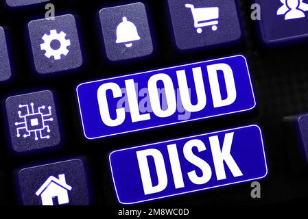 Conceptual caption Cloud Disk. Word Written on web base service that provides storage space on a remote server Stock Photo