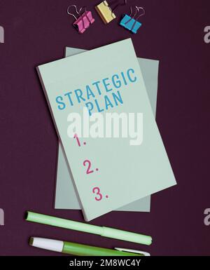 Text caption presenting Strategic Plan. Word for A process of defining strategy and making decisions Stock Photo